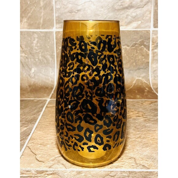Cheetah Print Glass Pitcher Amber Leopard Pattern - New - Picture 5 of 5